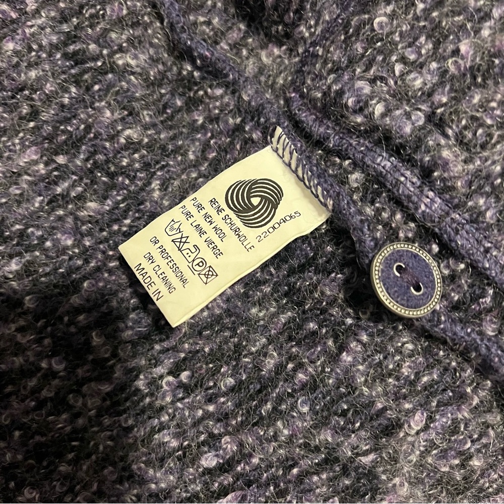 Geiger 100% Pure New Wool Button Down Cardigan Purple Marled Size 38 M - Picture 4 of 9